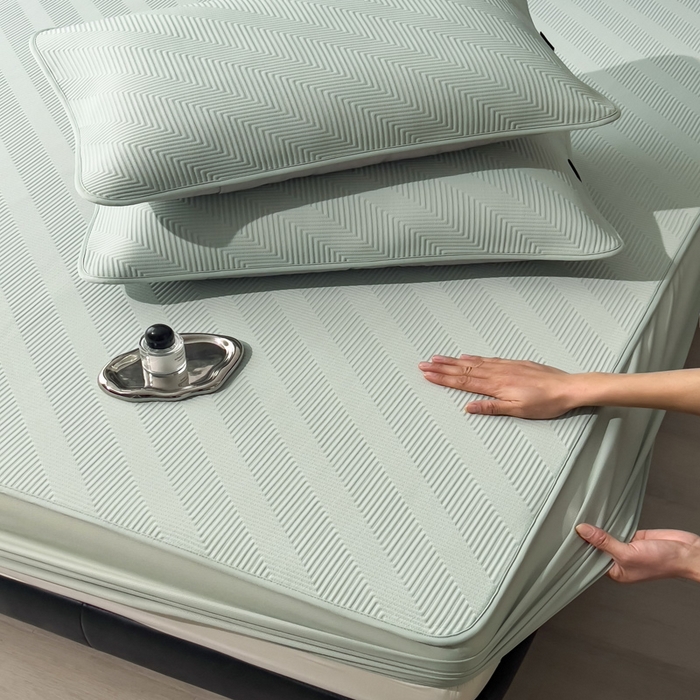 91家纺网 家纺一手货源 找家纺 席世家 2025春夏新款A类凉感席冰川凉席空调席-罗拉 1.5m控价不低于169元   谢谢配合  需要手提袋+5元 罗拉-抹茶绿（床笠款）