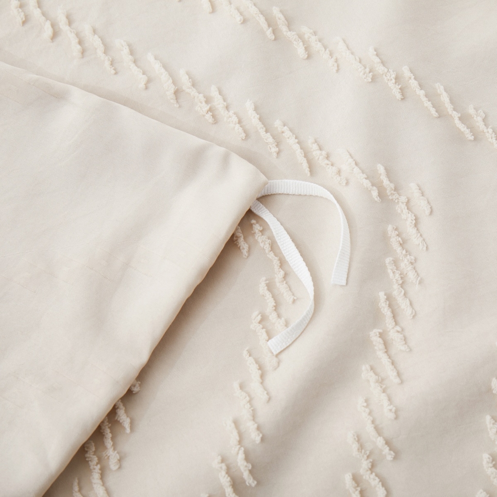 91家纺网 家纺一手货源 找家纺 子不语家纺2025新款跨境外贸 剪花簇绒纯色三件套亚马逊Temu速卖 通Shein沃尔玛专供 波浪卡其色