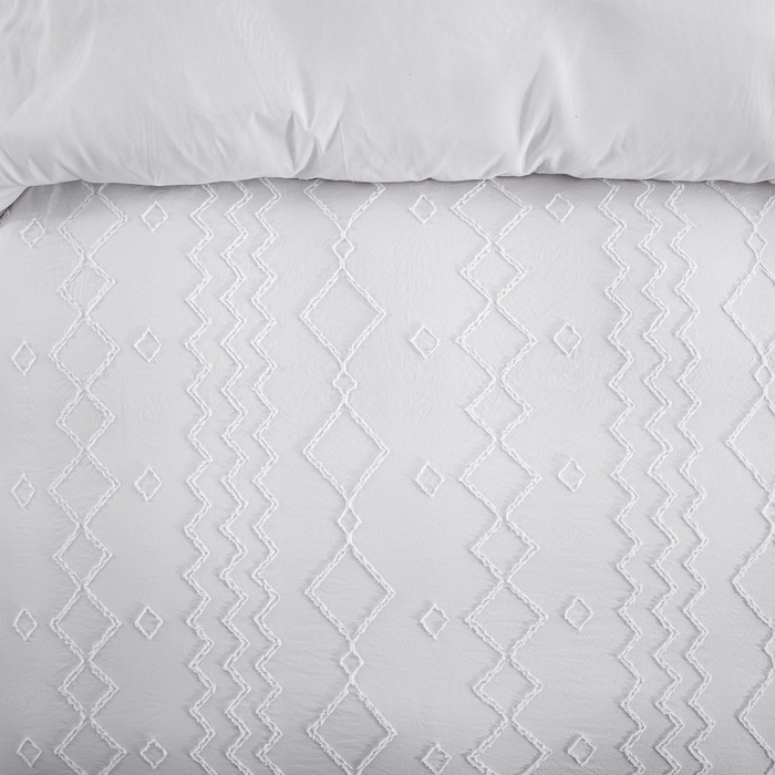 91家纺网 家纺一手货源 找家纺 子不语家纺2025新款跨境外贸 剪花簇绒纯色三件套亚马逊Temu速卖 通Shein沃尔玛专供 菱形波浪白