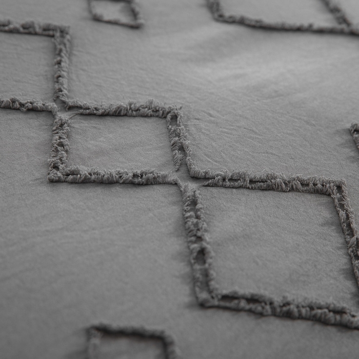 91家纺网 家纺一手货源 找家纺 子不语家纺2025新款跨境外贸 剪花簇绒纯色三件套亚马逊Temu速卖 通Shein沃尔玛专供 菱形波浪深灰