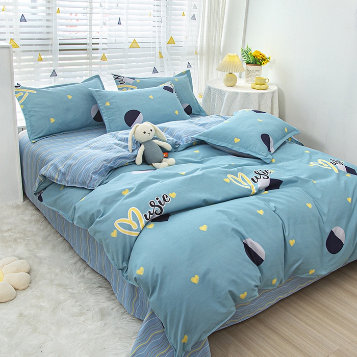 91家纺网 家纺一手货源 找家纺 简冠家纺 2024直播爆款北欧风亲肤植物羊绒磨毛四件套 宜家田园