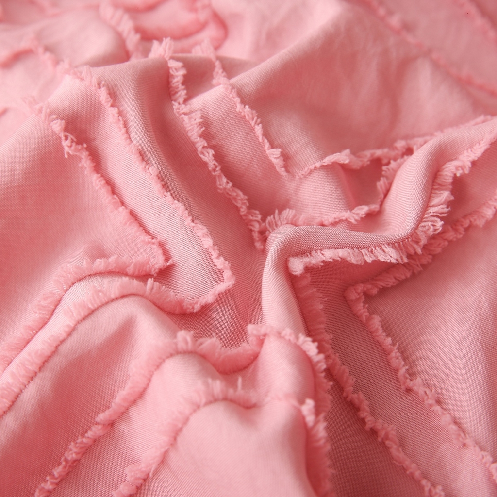 91家纺网 家纺一手货源 找家纺 子不语家纺2025新款跨境外贸 剪花簇绒纯色三件套亚马逊Temu速卖 通Shein沃尔玛专供 菱形粉