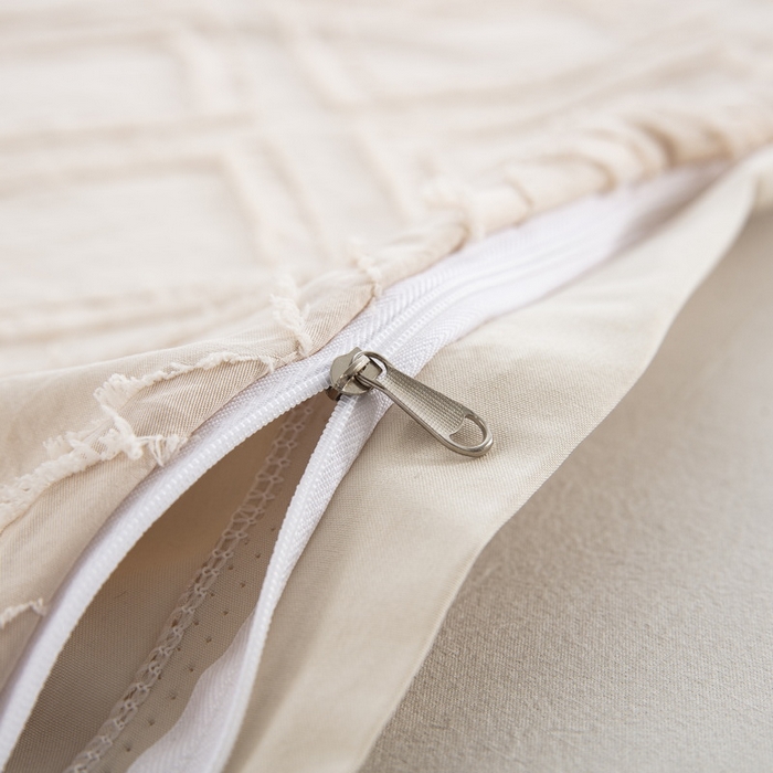 91家纺网 家纺一手货源 找家纺 子不语家纺2025新款跨境外贸 剪花簇绒纯色三件套亚马逊Temu速卖 通Shein沃尔玛专供 菱形卡其