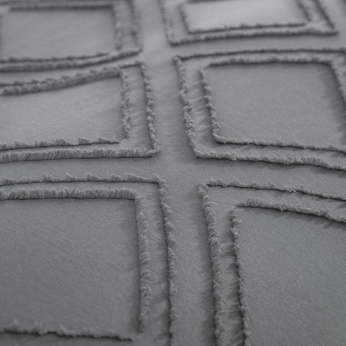 91家纺网 家纺一手货源 找家纺 子不语家纺2025新款跨境外贸 剪花簇绒纯色三件套亚马逊Temu速卖 通Shein沃尔玛专供 菱形深灰