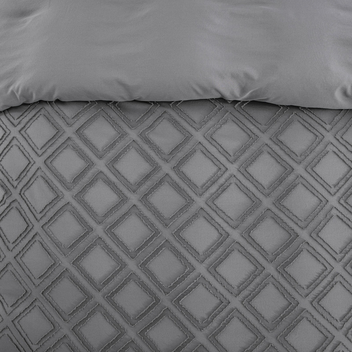 91家纺网 家纺一手货源 找家纺 子不语家纺2025新款跨境外贸 剪花簇绒纯色三件套亚马逊Temu速卖 通Shein沃尔玛专供 菱形深灰