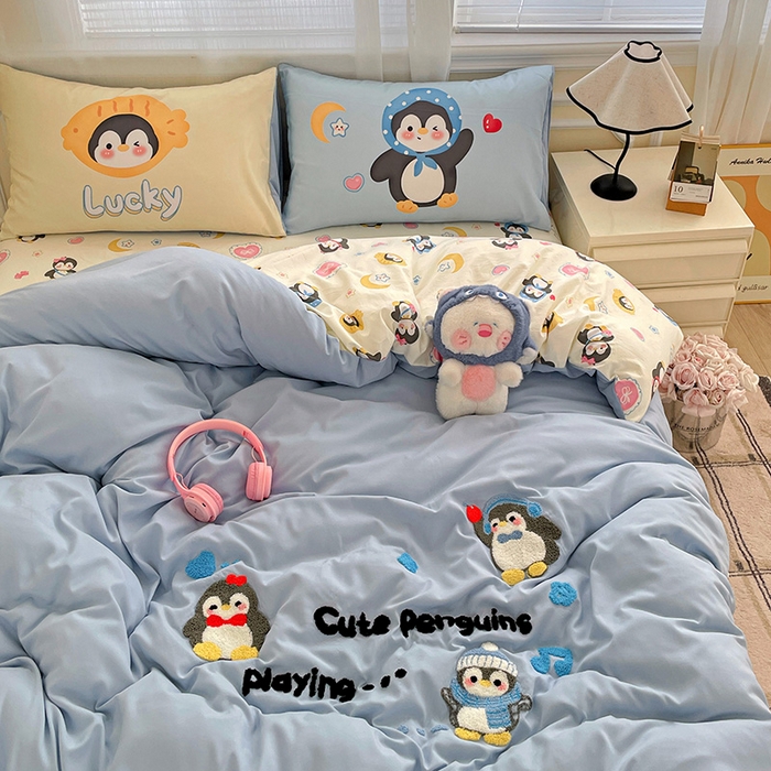 91家纺网 家纺一手货源 找家纺 一霖家纺 2025新款高克重云朵棉数码印花＋毛巾绣四件套