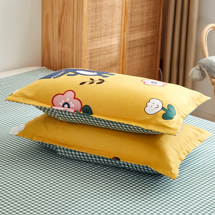 91家纺网 家纺一手货源 找家纺 简冠家纺 2024直播爆款北欧风亲肤植物羊绒磨毛四件套 呆萌龙黄