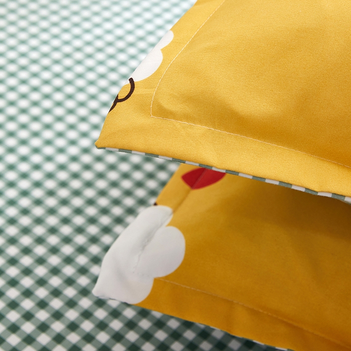 91家纺网 家纺一手货源 找家纺 简冠家纺 2024直播爆款北欧风亲肤植物羊绒磨毛四件套 呆萌龙黄