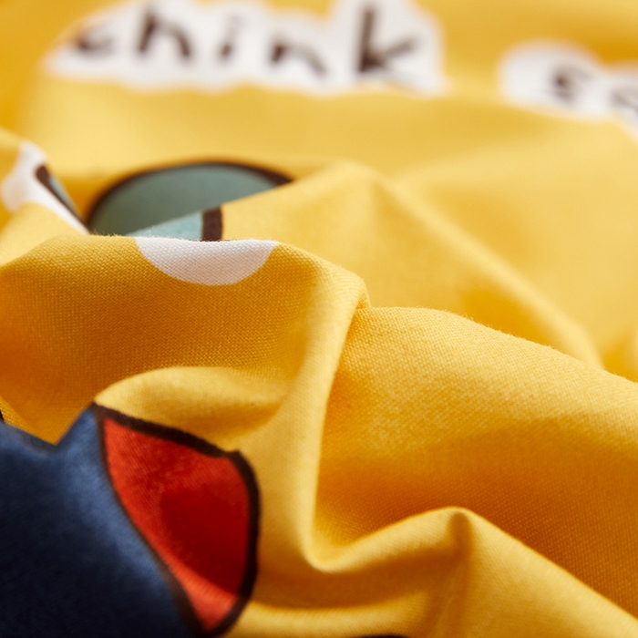 91家纺网 家纺一手货源 找家纺 简冠家纺 2024直播爆款北欧风亲肤植物羊绒磨毛四件套 呆萌龙黄