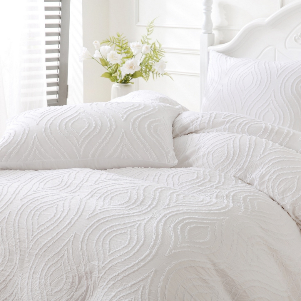 91家纺网 家纺一手货源 找家纺 子不语家纺2025新款跨境外贸 剪花簇绒纯色三件套亚马逊Temu速卖 通Shein沃尔玛专供 摩洛哥白