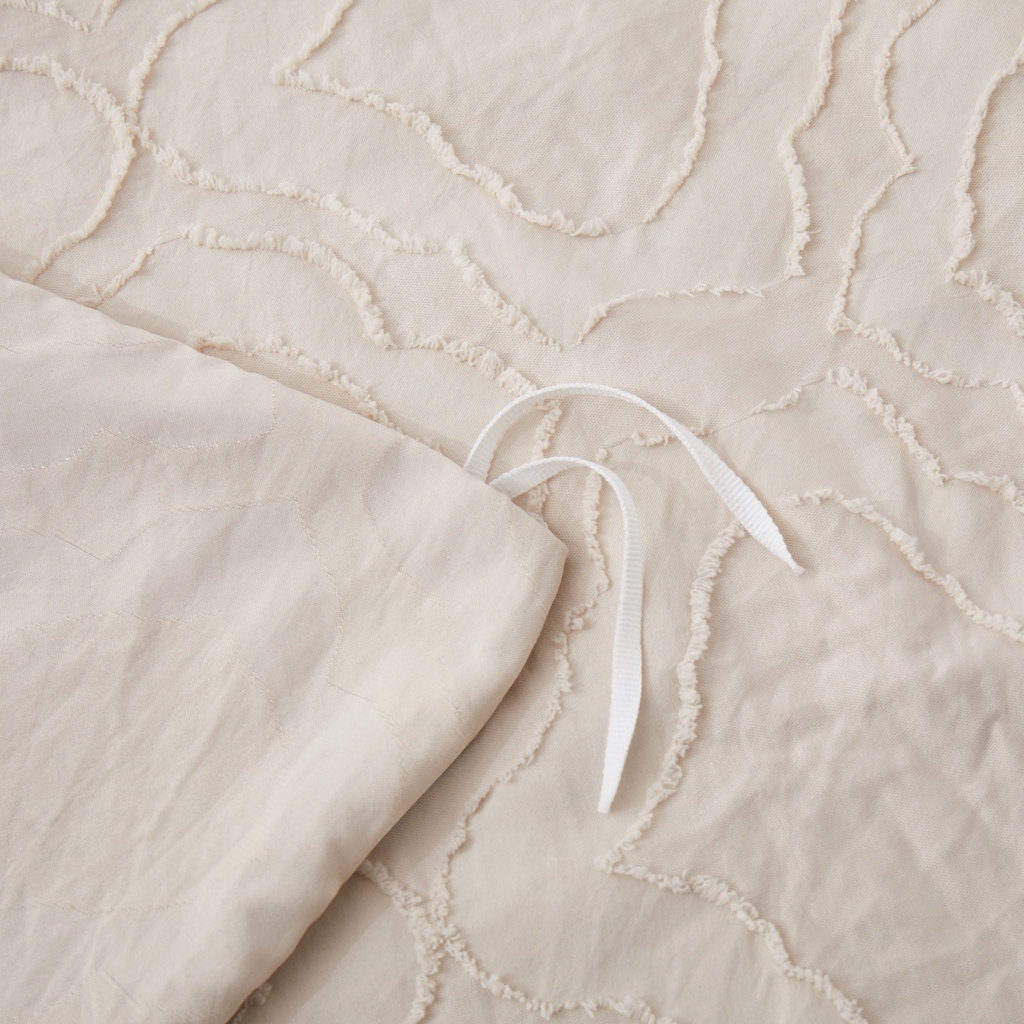 91家纺网 家纺一手货源 找家纺 子不语家纺2025新款跨境外贸 剪花簇绒纯色三件套亚马逊Temu速卖 通Shein沃尔玛专供 摩洛哥米白