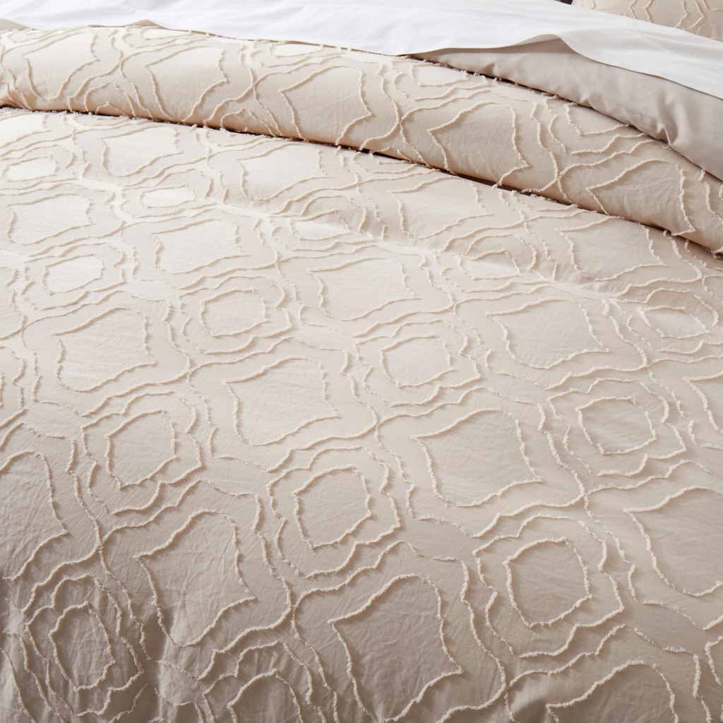 91家纺网 家纺一手货源 找家纺 子不语家纺2025新款跨境外贸 剪花簇绒纯色三件套亚马逊Temu速卖 通Shein沃尔玛专供 摩洛哥米白