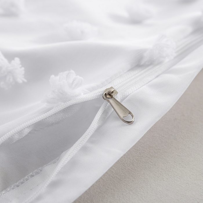 91家纺网 家纺一手货源 找家纺 子不语家纺2025新款跨境外贸 剪花簇绒纯色三件套亚马逊Temu速卖 通Shein沃尔玛专供 球球白