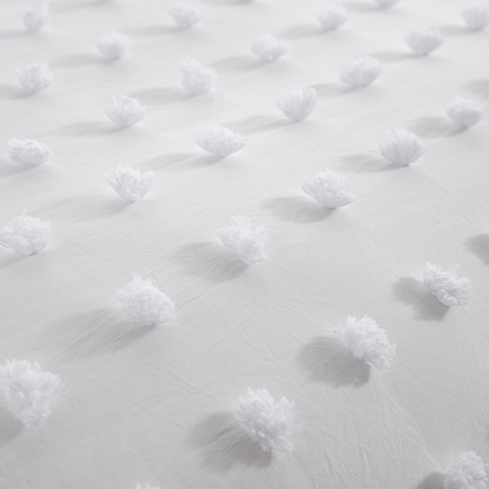 91家纺网 家纺一手货源 找家纺 子不语家纺2025新款跨境外贸 剪花簇绒纯色三件套亚马逊Temu速卖 通Shein沃尔玛专供 球球白