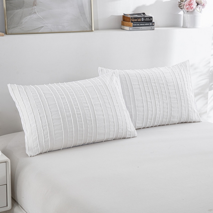 91家纺网 家纺一手货源 找家纺 子不语家纺2025新款跨境外贸 剪花簇绒纯色三件套亚马逊Temu速卖 通Shein沃尔玛专供 竖条白