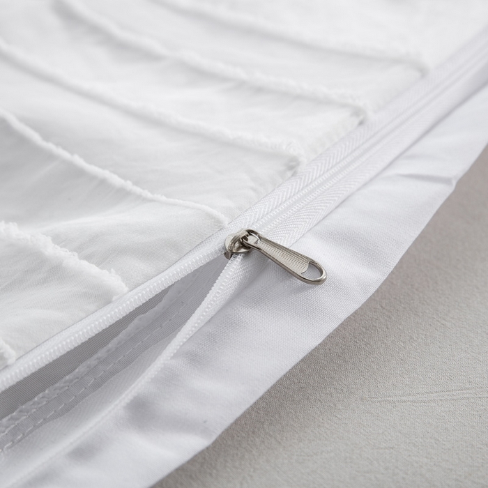 91家纺网 家纺一手货源 找家纺 子不语家纺2025新款跨境外贸 剪花簇绒纯色三件套亚马逊Temu速卖 通Shein沃尔玛专供 竖条白