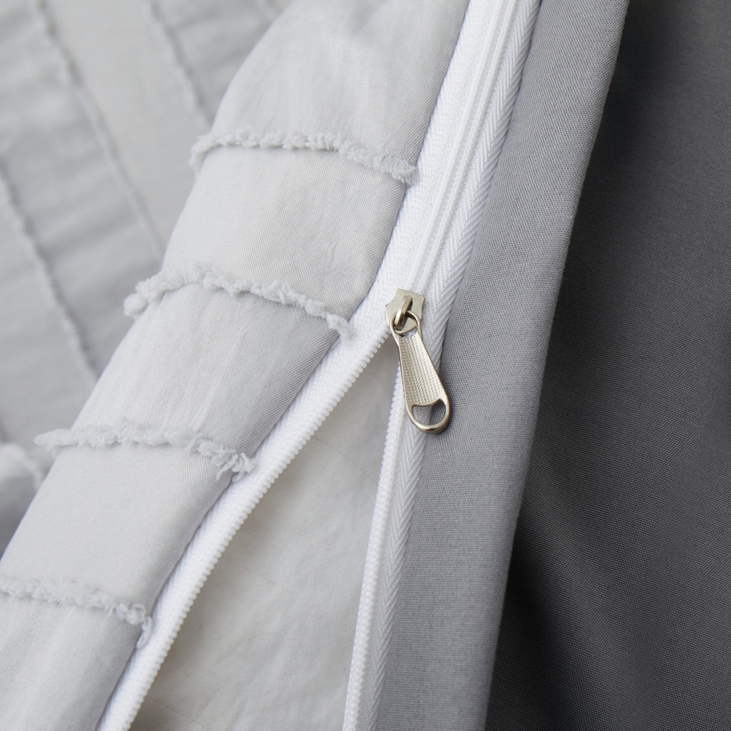 91家纺网 家纺一手货源 找家纺 子不语家纺2025新款跨境外贸 剪花簇绒纯色三件套亚马逊Temu速卖 通Shein沃尔玛专供 竖条灰