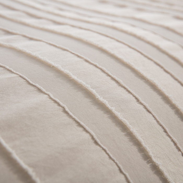 91家纺网 家纺一手货源 找家纺 子不语家纺2025新款跨境外贸 剪花簇绒纯色三件套亚马逊Temu速卖 通Shein沃尔玛专供 竖条米白色