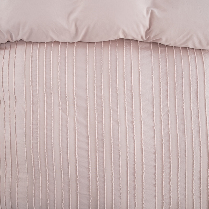 91家纺网 家纺一手货源 找家纺 子不语家纺2025新款跨境外贸 剪花簇绒纯色三件套亚马逊Temu速卖 通Shein沃尔玛专供 竖条浅粉