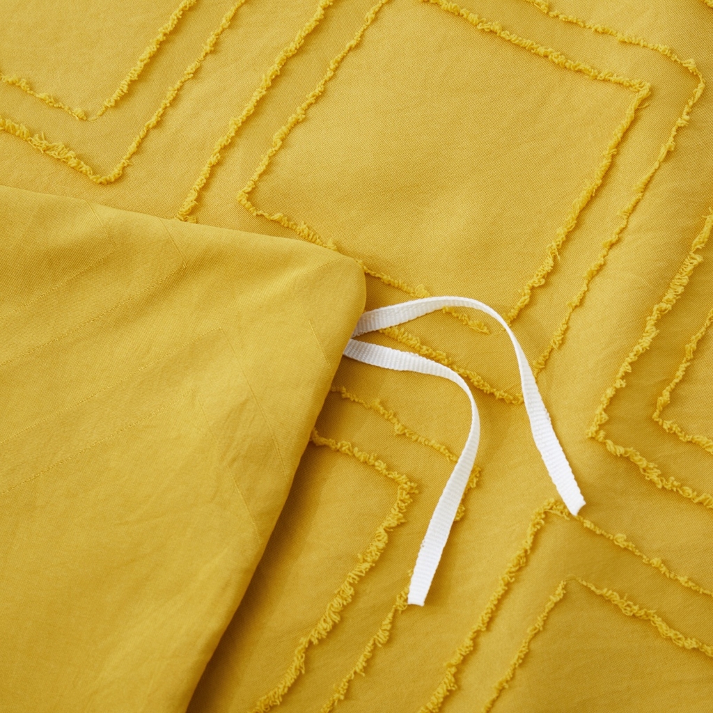 91家纺网 家纺一手货源 找家纺 子不语家纺2025新款跨境外贸 剪花簇绒纯色三件套亚马逊Temu速卖 通Shein沃尔玛专供 正方格黄色（56332）