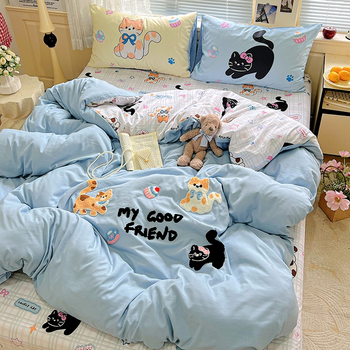 91家纺网 家纺一手货源 找家纺 一霖家纺 2025新款高克重云朵棉数码印花＋毛巾绣四件套