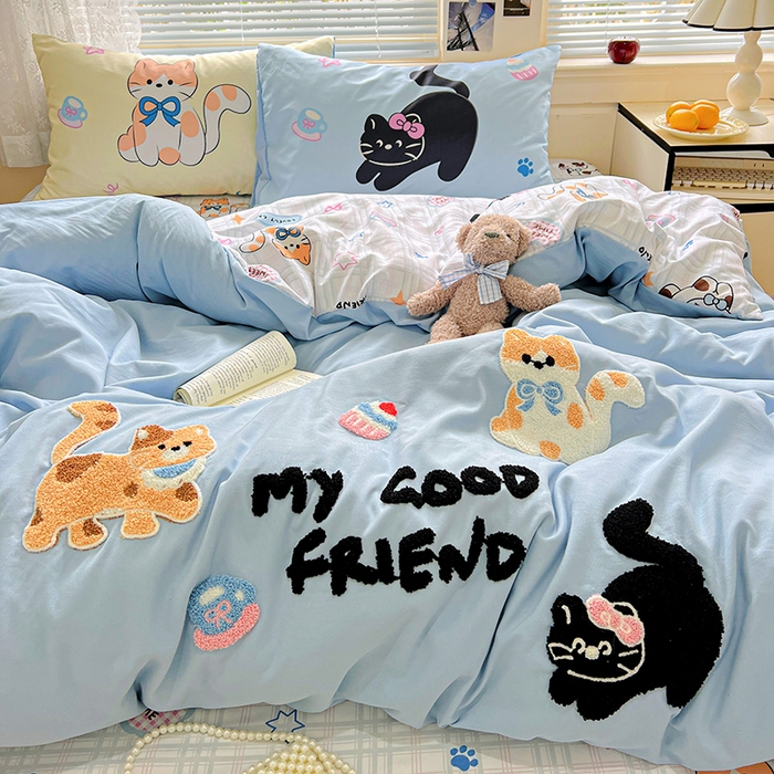 91家纺网 家纺一手货源 找家纺 一霖家纺 2025新款高克重云朵棉数码印花＋毛巾绣四件套