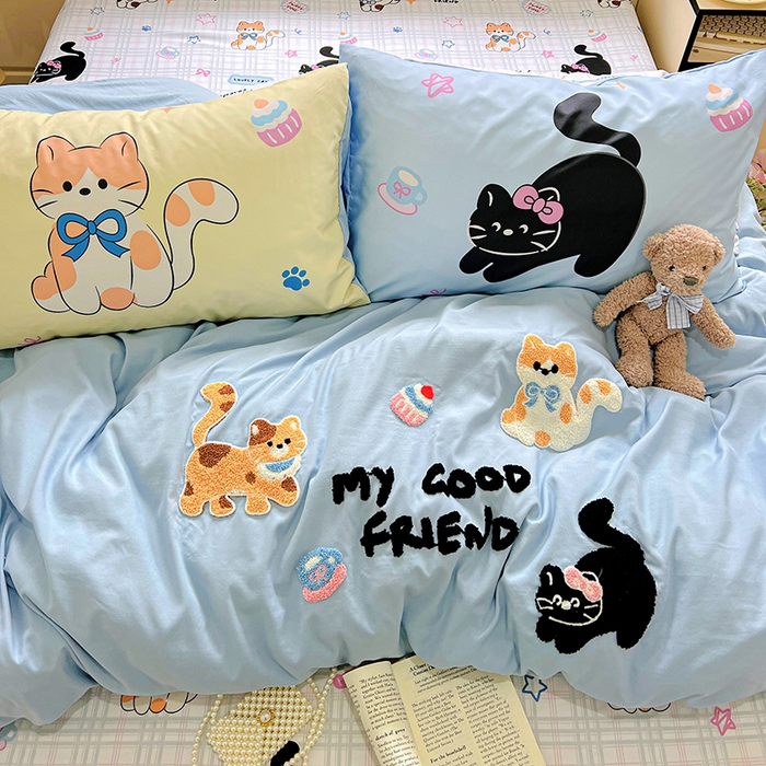 91家纺网 家纺一手货源 找家纺 一霖家纺 2025新款高克重云朵棉数码印花＋毛巾绣四件套