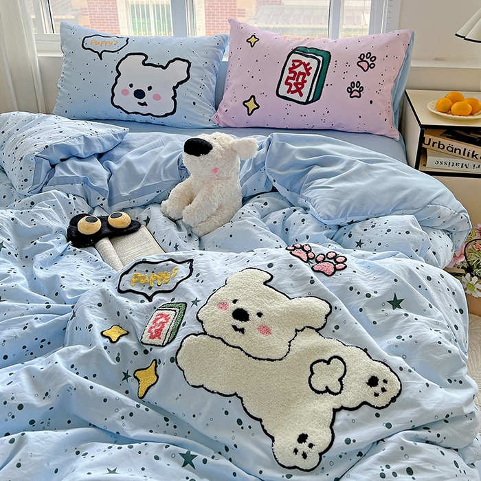 91家纺网 家纺一手货源 找家纺 一霖家纺 2025新款高克重云朵棉数码印花＋毛巾绣四件套