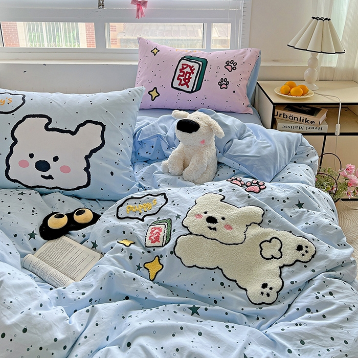 91家纺网 家纺一手货源 找家纺 一霖家纺 2025新款高克重云朵棉数码印花＋毛巾绣四件套