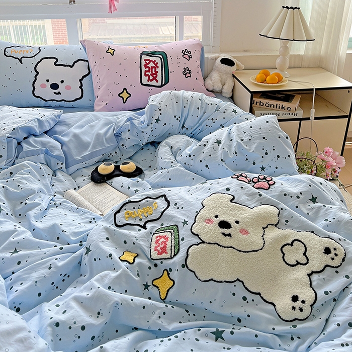 91家纺网 家纺一手货源 找家纺 一霖家纺 2025新款高克重云朵棉数码印花＋毛巾绣四件套