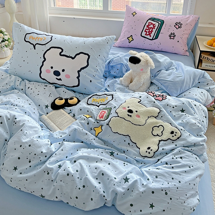 91家纺网 家纺一手货源 找家纺 一霖家纺 2025新款高克重云朵棉数码印花＋毛巾绣四件套