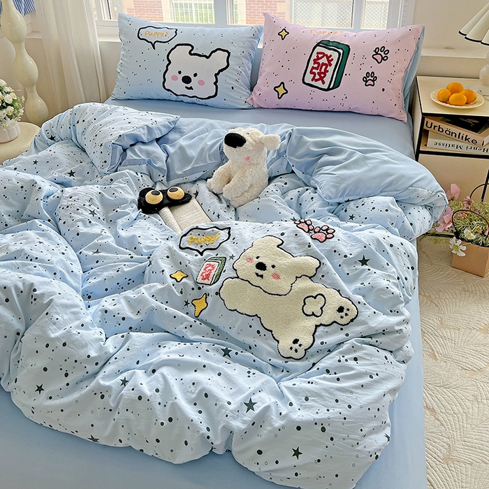 91家纺网 家纺一手货源 找家纺 一霖家纺 2025新款高克重云朵棉数码印花＋毛巾绣四件套