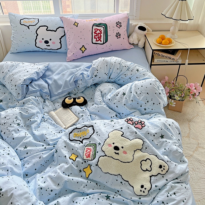 91家纺网 家纺一手货源 找家纺 一霖家纺 2025新款高克重云朵棉数码印花＋毛巾绣四件套