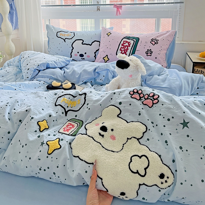 91家纺网 家纺一手货源 找家纺 一霖家纺 2025新款高克重云朵棉数码印花＋毛巾绣四件套