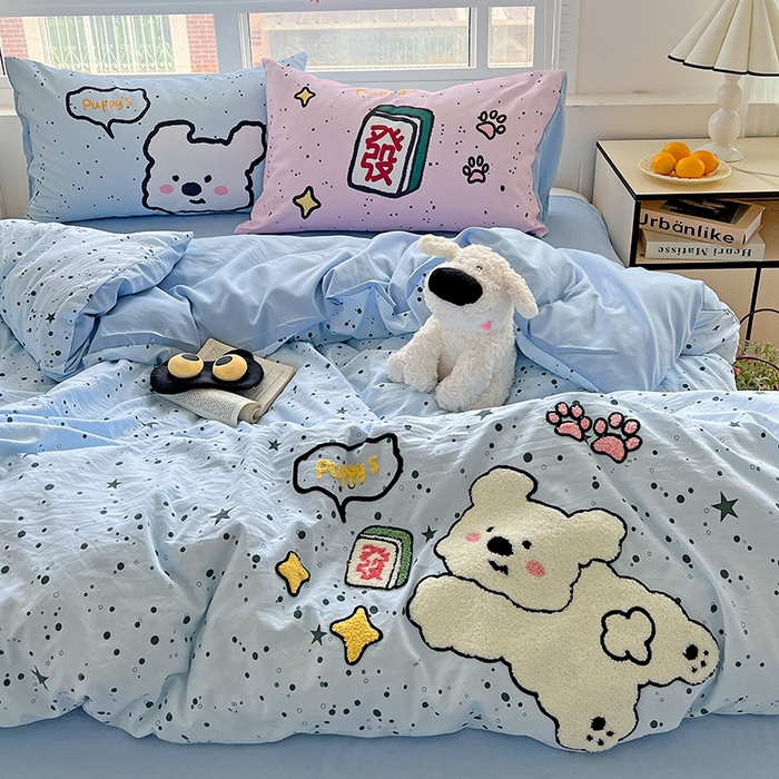 91家纺网 家纺一手货源 找家纺 一霖家纺 2025新款高克重云朵棉数码印花＋毛巾绣四件套