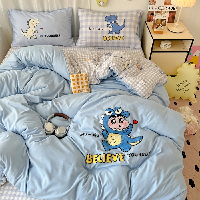 91家纺网 家纺一手货源 找家纺 一霖家纺 2025新款高克重云朵棉数码印花＋毛巾绣四件套