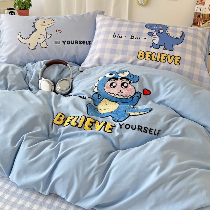 91家纺网 家纺一手货源 找家纺 一霖家纺 2025新款高克重云朵棉数码印花＋毛巾绣四件套