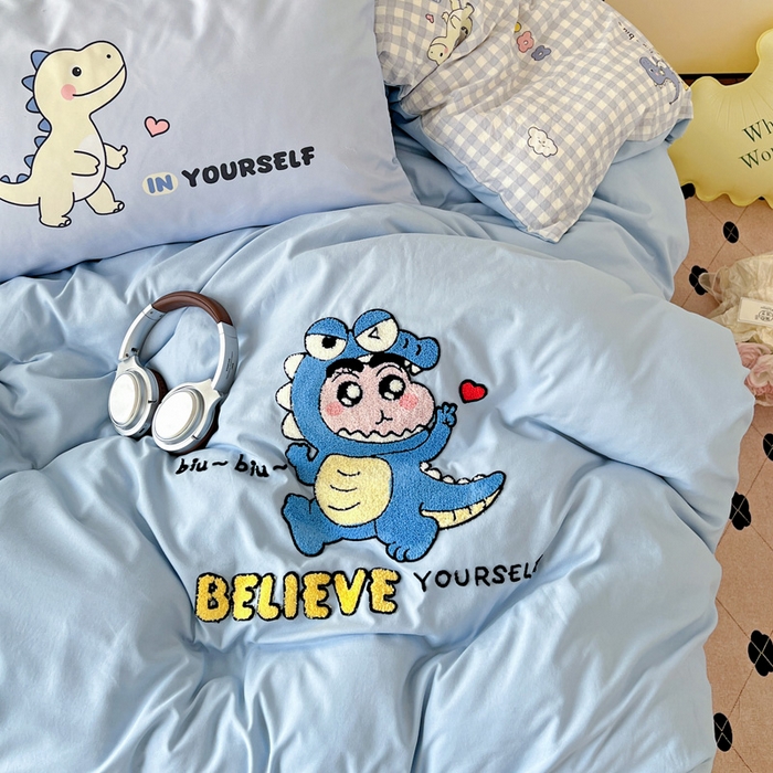 91家纺网 家纺一手货源 找家纺 一霖家纺 2025新款高克重云朵棉数码印花＋毛巾绣四件套