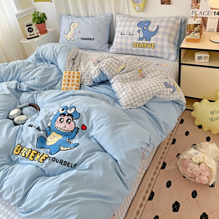 91家纺网 家纺一手货源 找家纺 一霖家纺 2025新款高克重云朵棉数码印花＋毛巾绣四件套