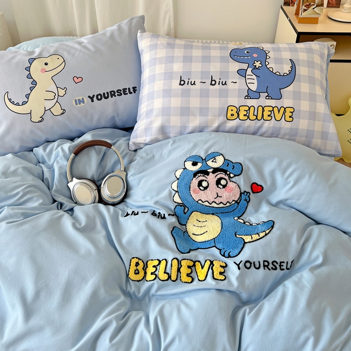 91家纺网 家纺一手货源 找家纺 一霖家纺 2025新款高克重云朵棉数码印花＋毛巾绣四件套