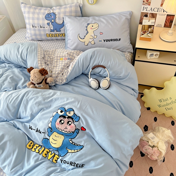 91家纺网 家纺一手货源 找家纺 一霖家纺 2025新款高克重云朵棉数码印花＋毛巾绣四件套