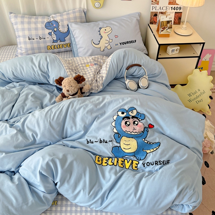 91家纺网 家纺一手货源 找家纺 一霖家纺 2025新款高克重云朵棉数码印花＋毛巾绣四件套