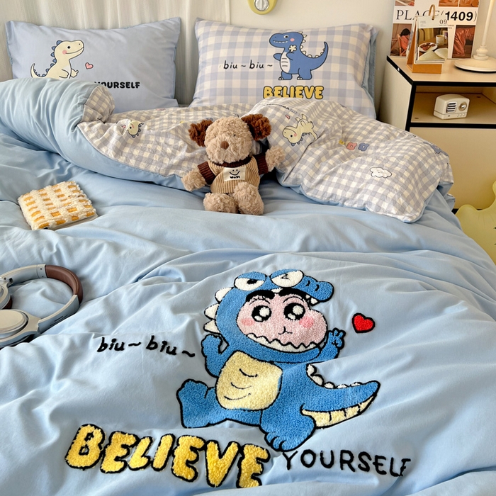 91家纺网 家纺一手货源 找家纺 一霖家纺 2025新款高克重云朵棉数码印花＋毛巾绣四件套