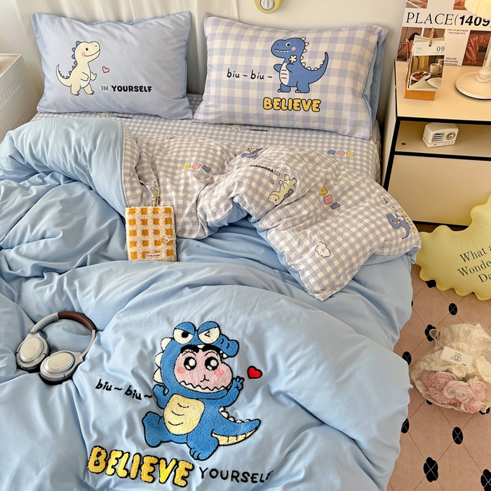 91家纺网 家纺一手货源 找家纺 一霖家纺 2025新款高克重云朵棉数码印花＋毛巾绣四件套