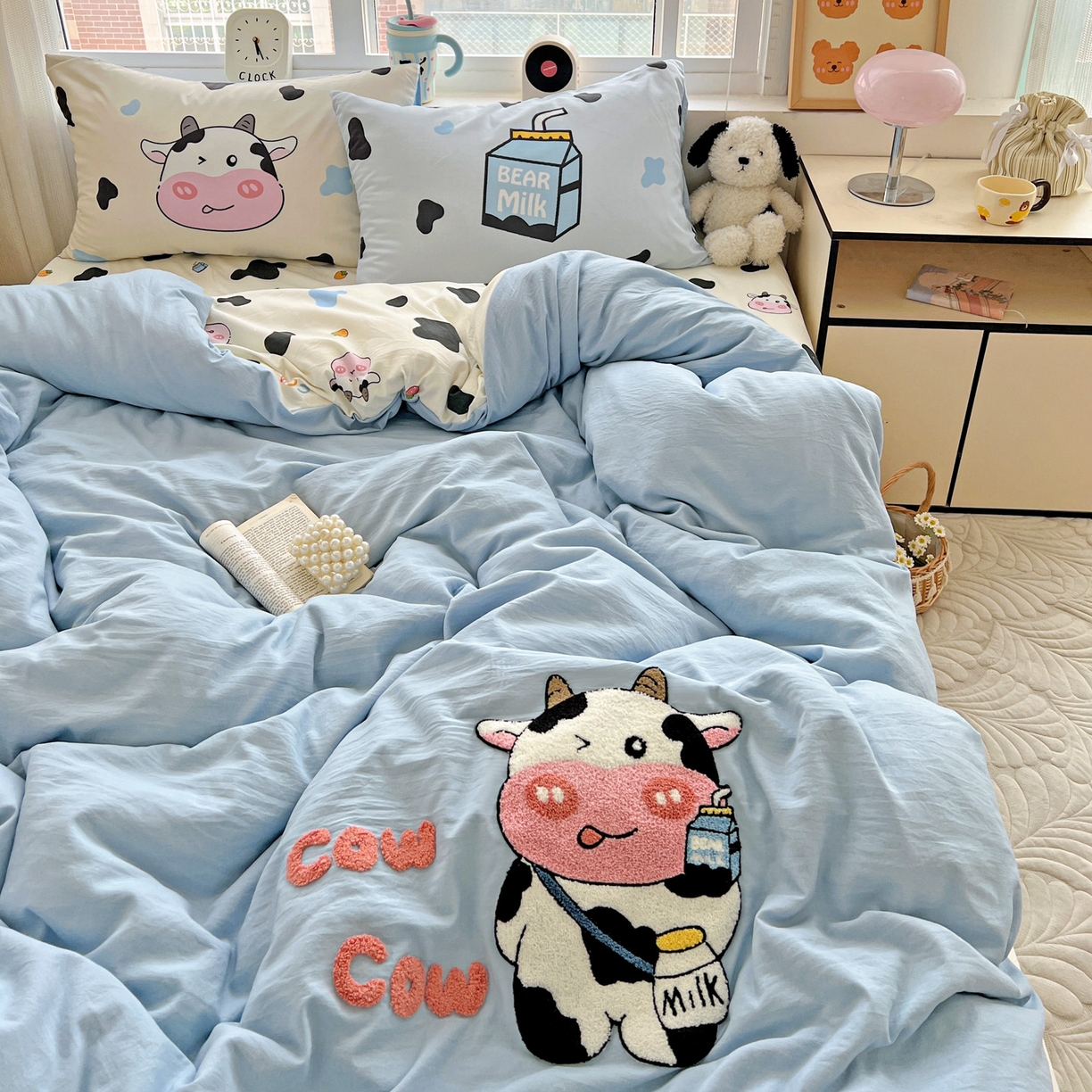 91家纺网 家纺一手货源 找家纺 一霖家纺 2025新款高克重云朵棉数码印花＋毛巾绣四件套