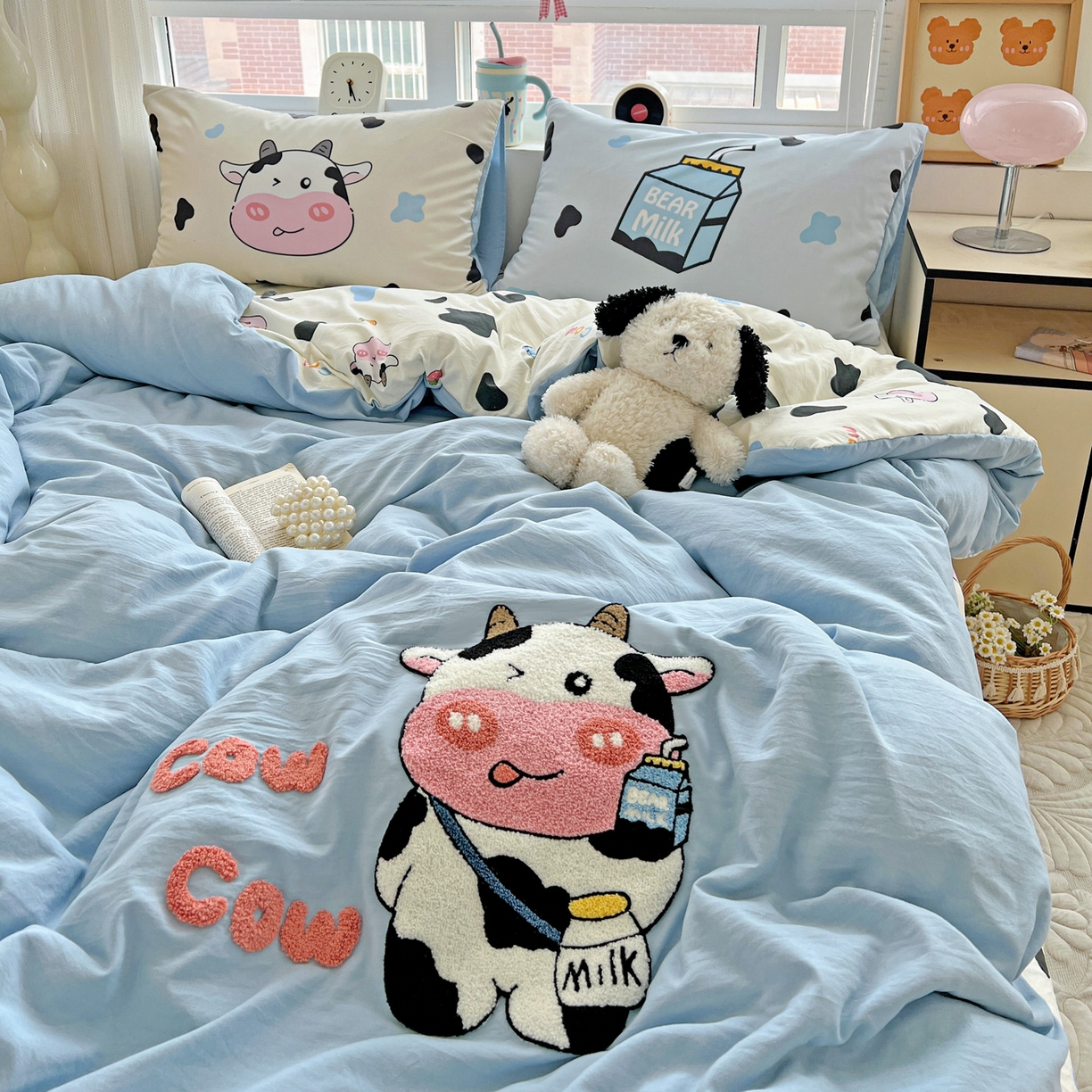 91家纺网 家纺一手货源 找家纺 一霖家纺 2025新款高克重云朵棉数码印花＋毛巾绣四件套