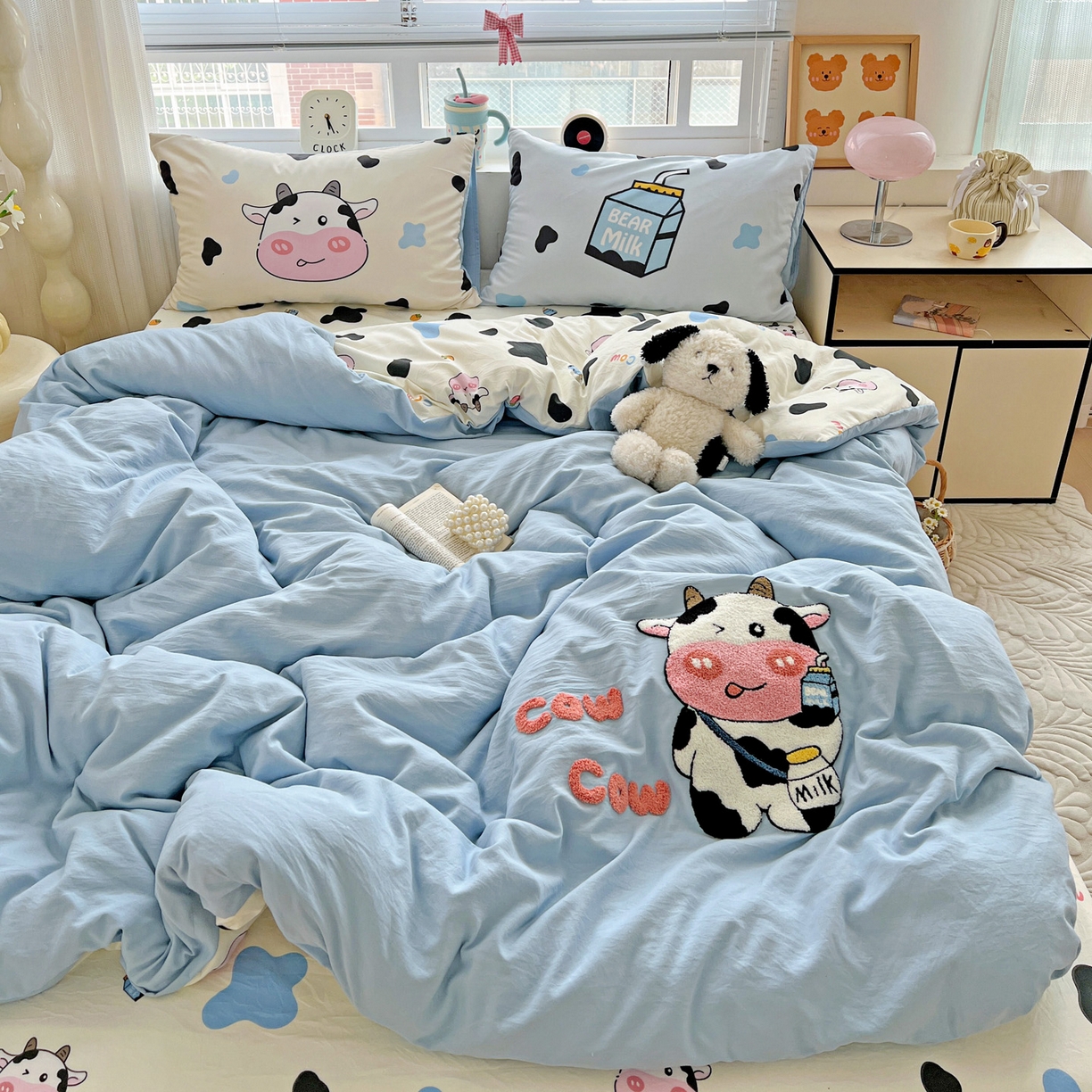 91家纺网 家纺一手货源 找家纺 一霖家纺 2025新款高克重云朵棉数码印花＋毛巾绣四件套