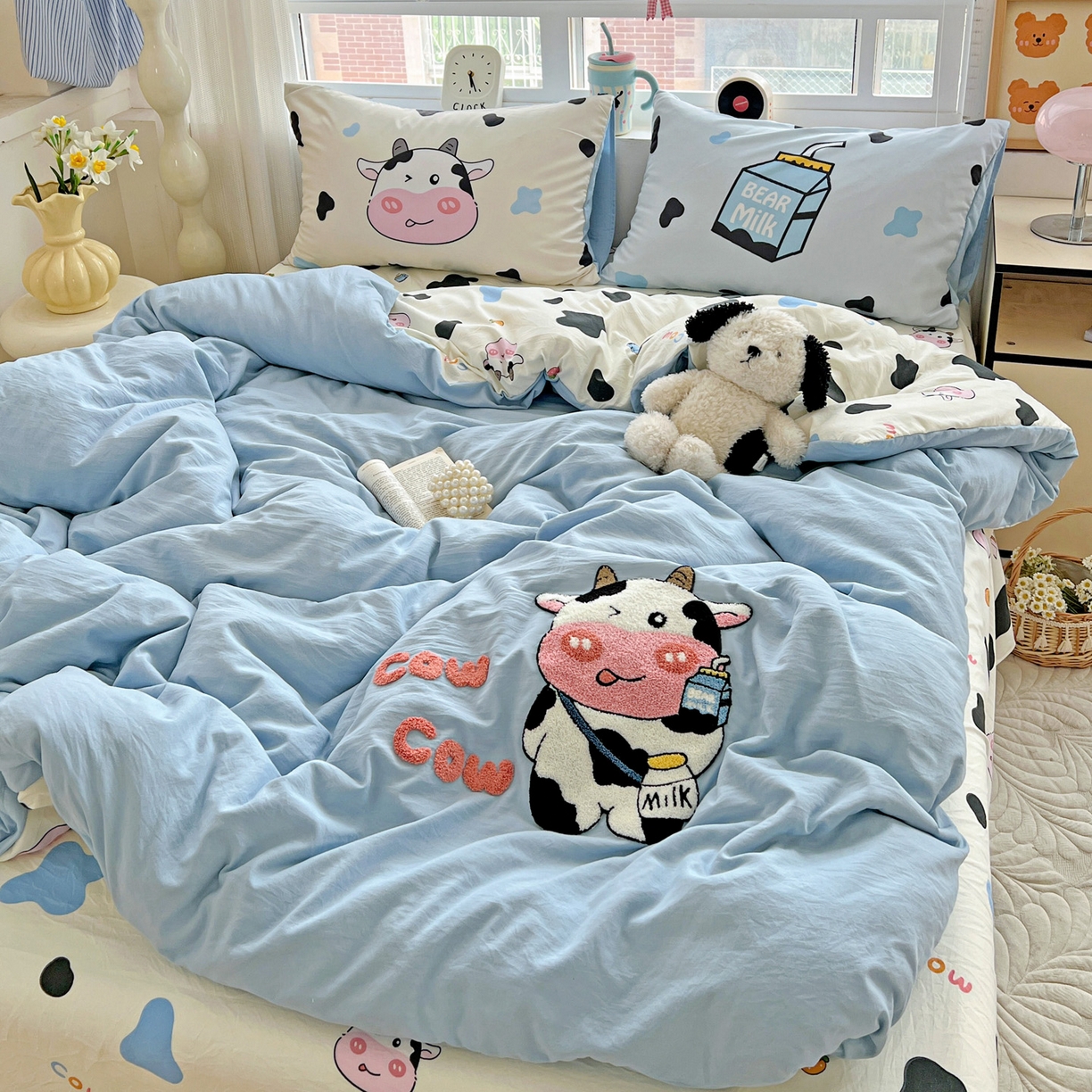 91家纺网 家纺一手货源 找家纺 一霖家纺 2025新款高克重云朵棉数码印花＋毛巾绣四件套