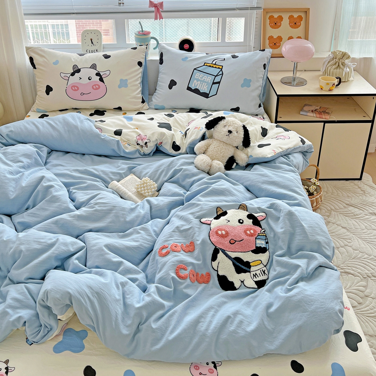 一霖家纺 2025新款高克重云朵棉数码印花＋毛巾绣四件套