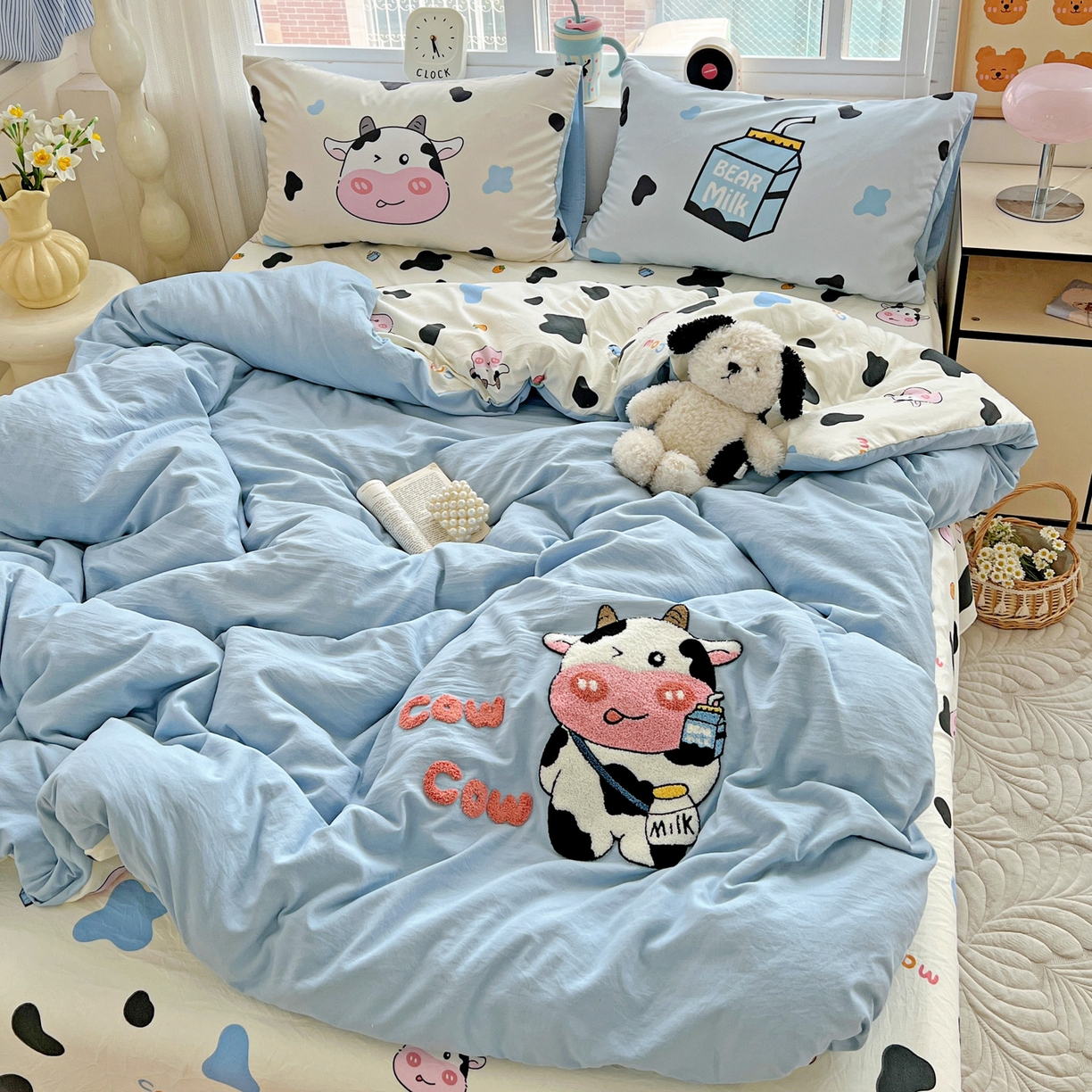 91家纺网 家纺一手货源 找家纺 一霖家纺 2025新款高克重云朵棉数码印花＋毛巾绣四件套